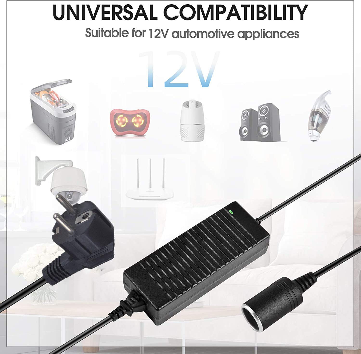 STHIRA Power Supply Cigarette Lighter for 240V to 12V DC Devices featuring 10A 120W | With Overload and Short Circuit Protection