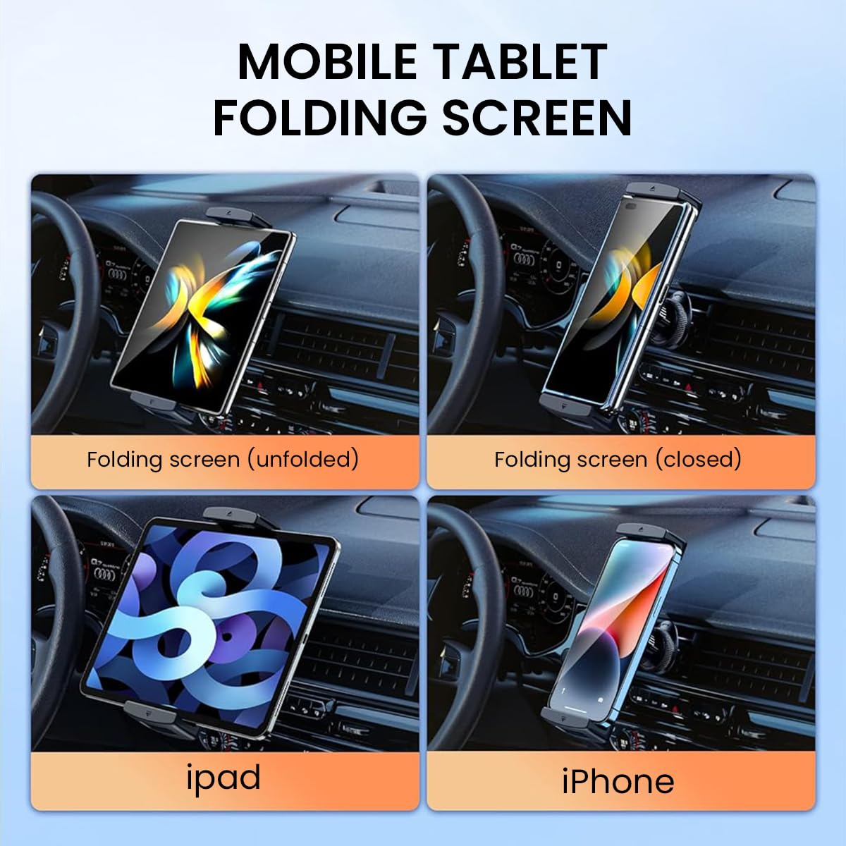 STHIRA Tablet Holder for Car featuring 360° Rotatable Mount fits 6–15 in Devices | ABS and Silicone Secure Vent Clamp