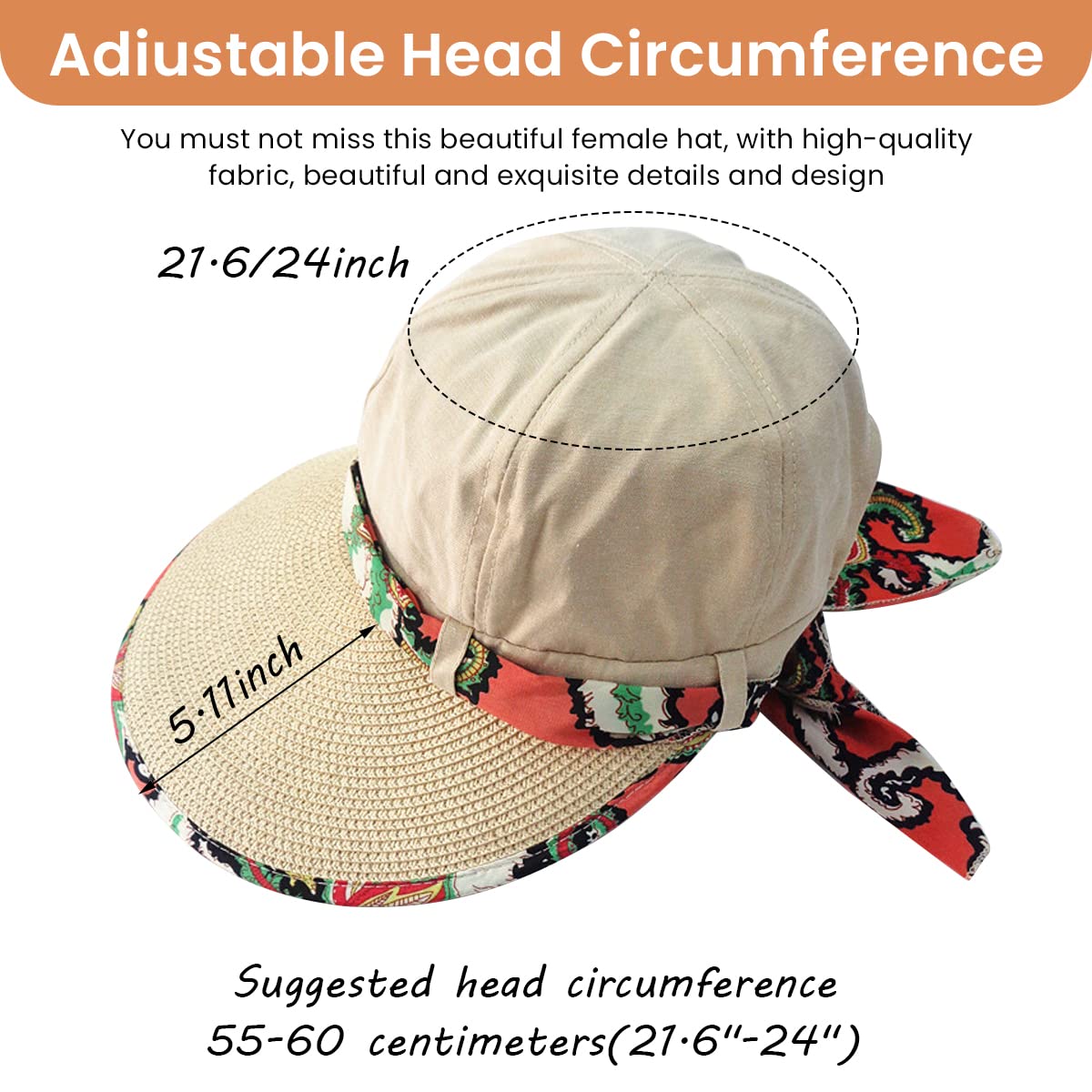 PALAY Sun Hat for Women with Ponytail Hole and 50+ UV Protection in Beige | Foldable Beach Cap