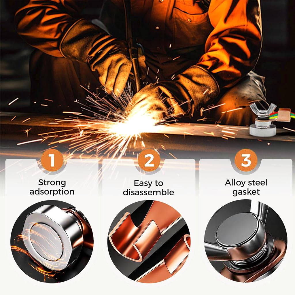 Serplex Welding Magnetic Ground Clamps for Automotive Repair and Metal Fabrication | Two Size Options with Strong Magnet Hold