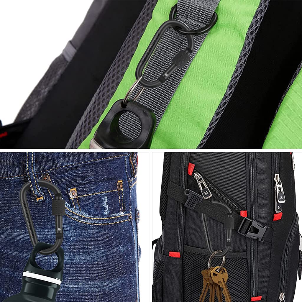Zibuyu Keychain Heavy Duty D Shaped Carabiner for Camping with Safety Lock 5Pc Set | Aluminum Alloy Backpack Hook