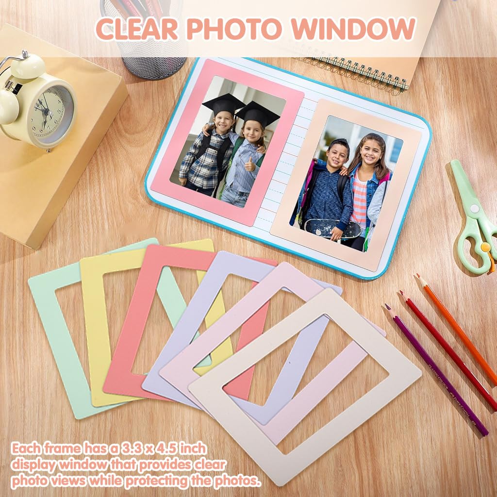 HASTHIP Magnetic Photo Display for Fridge with Full Magnetic Backing 6Pcs 4.8x6.3 Frames | Reusable Photo Holder Set