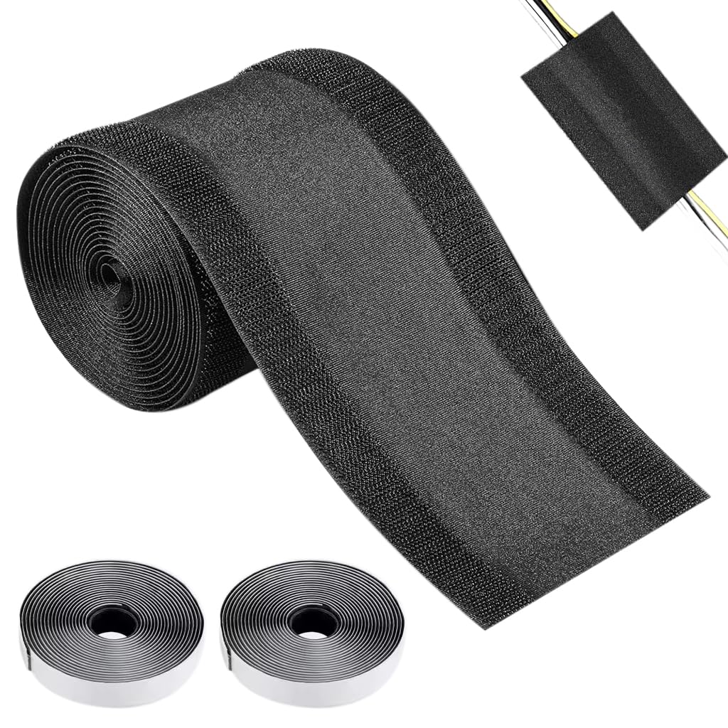HASTHIP® 3.3ft Floor Cable Cover, 3.93 Inches Width Self-Adhesive Hook and Loop Cable Protector, Cable Grip Floor Cable Cover Cords Cable Protector Cable Management Only for Commercial Office Carpet