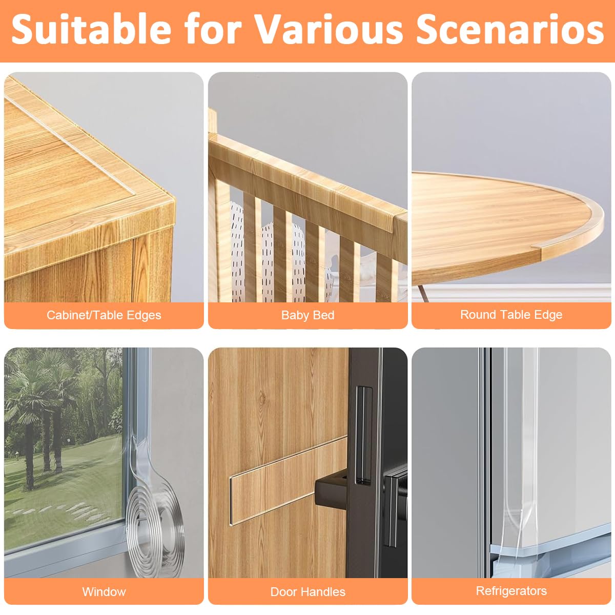 HASTHIP Edge Protector Strip for Furniture with 2M Clear Self Adhesive Nano Silicone | Baby Proofing