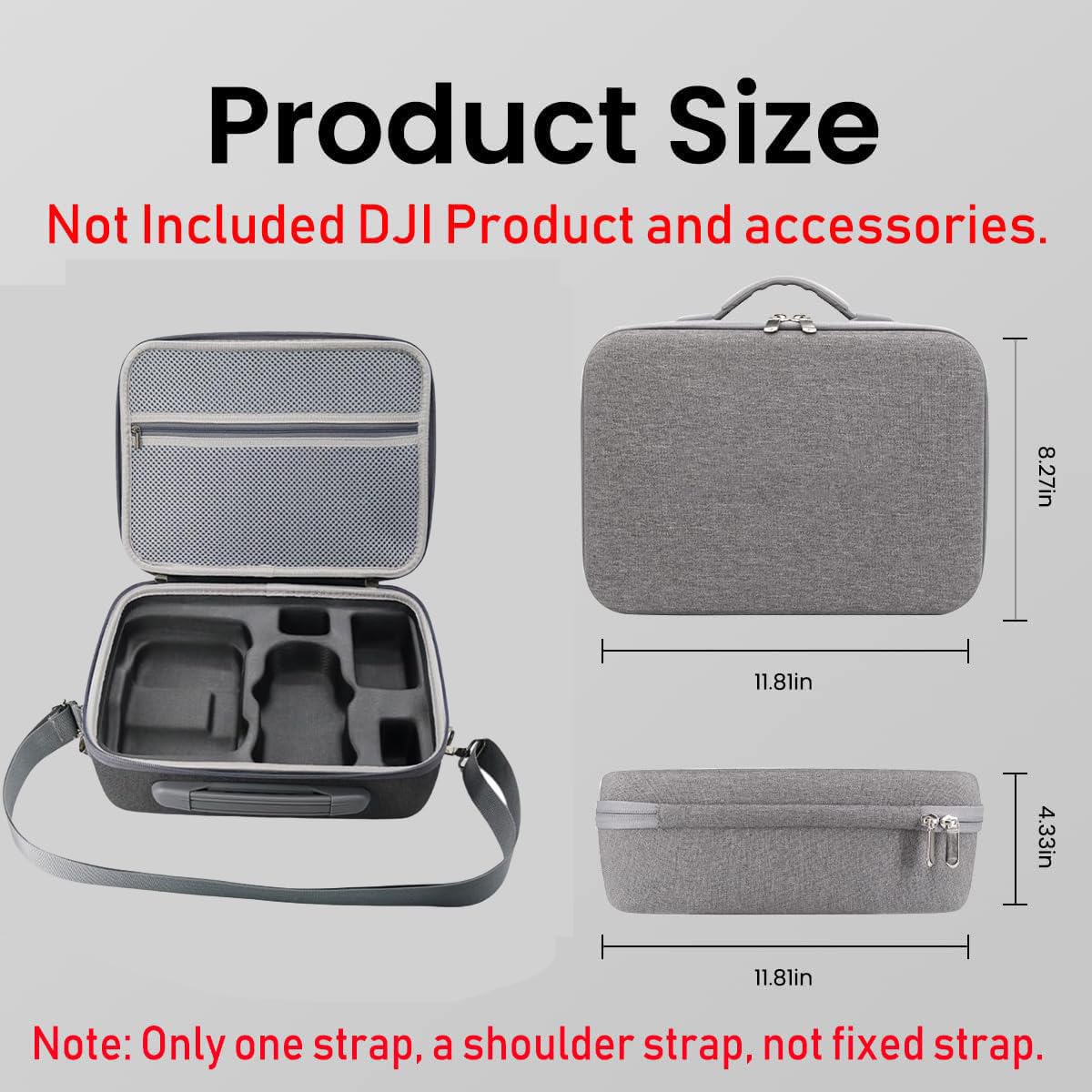 HASTHIP Carrying Case for DJI Mini 3 Pro, Portable Compact Storage Bag Hard Case Set with Strap Storage Travel Case Compatible with DJI Mini 3 Pro and Drone Controller Accessories Bag (Case Only)