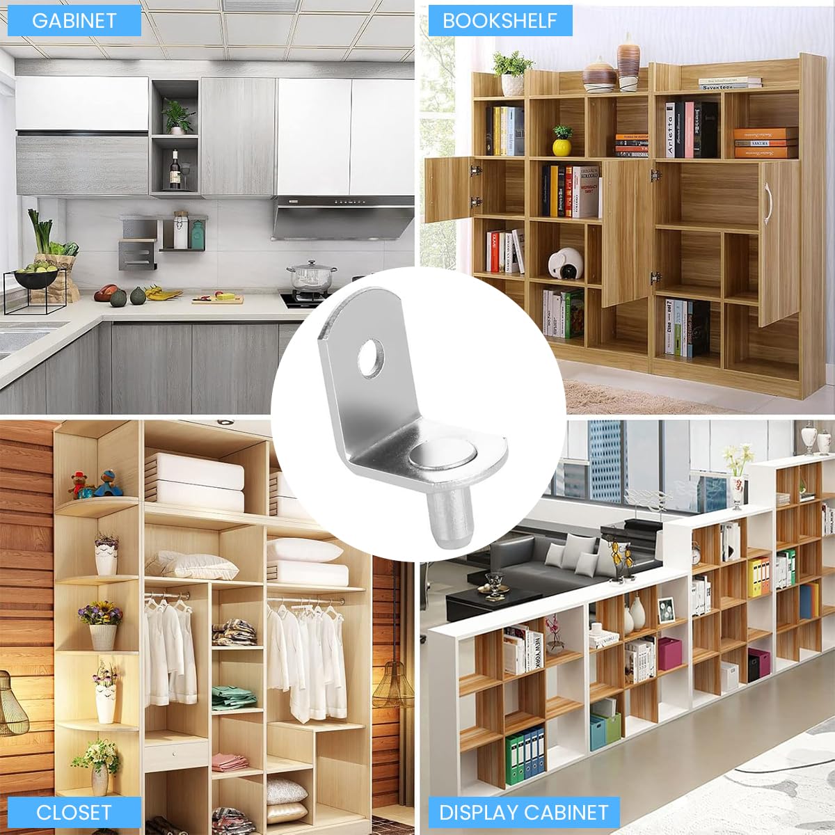 Serplex L Shaped Metal Brackets for Shelf with Screw Mounted Supports 100 pcs | 0.25 in Pegs