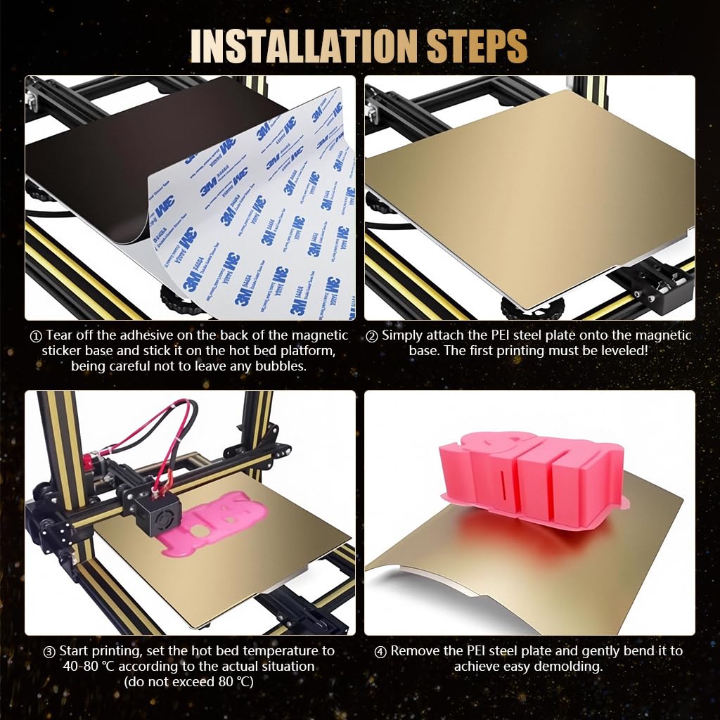 Serplex 3D Printer Heated Bed Build Plate for Anycubic Kobra | 230x230mm Double-Sided PEI Steel