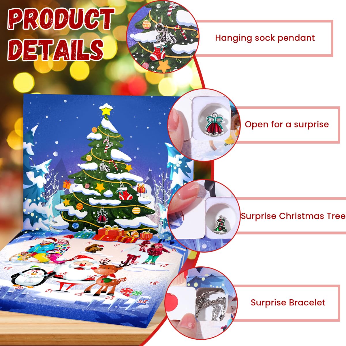 SANNIDHI Christmas Advent Calendar for Girls with 24 Grids and DIY Charm Bracelet Kit | Silvercolor Xmas Gift