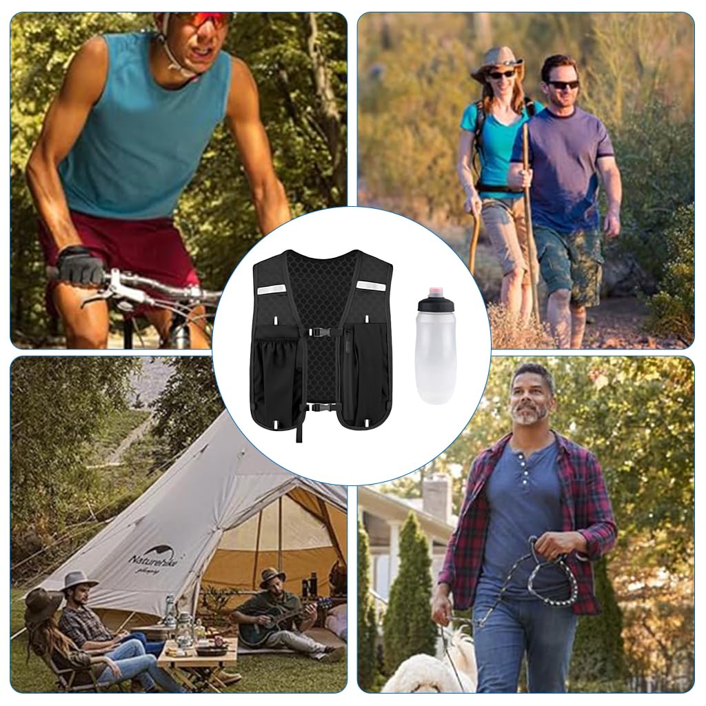 Proberos Hydration Backpack Running Vest with 500ml Water Bladder and Reflective Strips for Outdoor Sports | Quick Dry Mesh Design