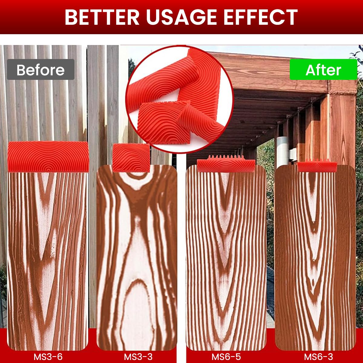 Serplex Wood Grain Roller Tools for Woodworking and Painting 12PCS PVC Pattern Comb