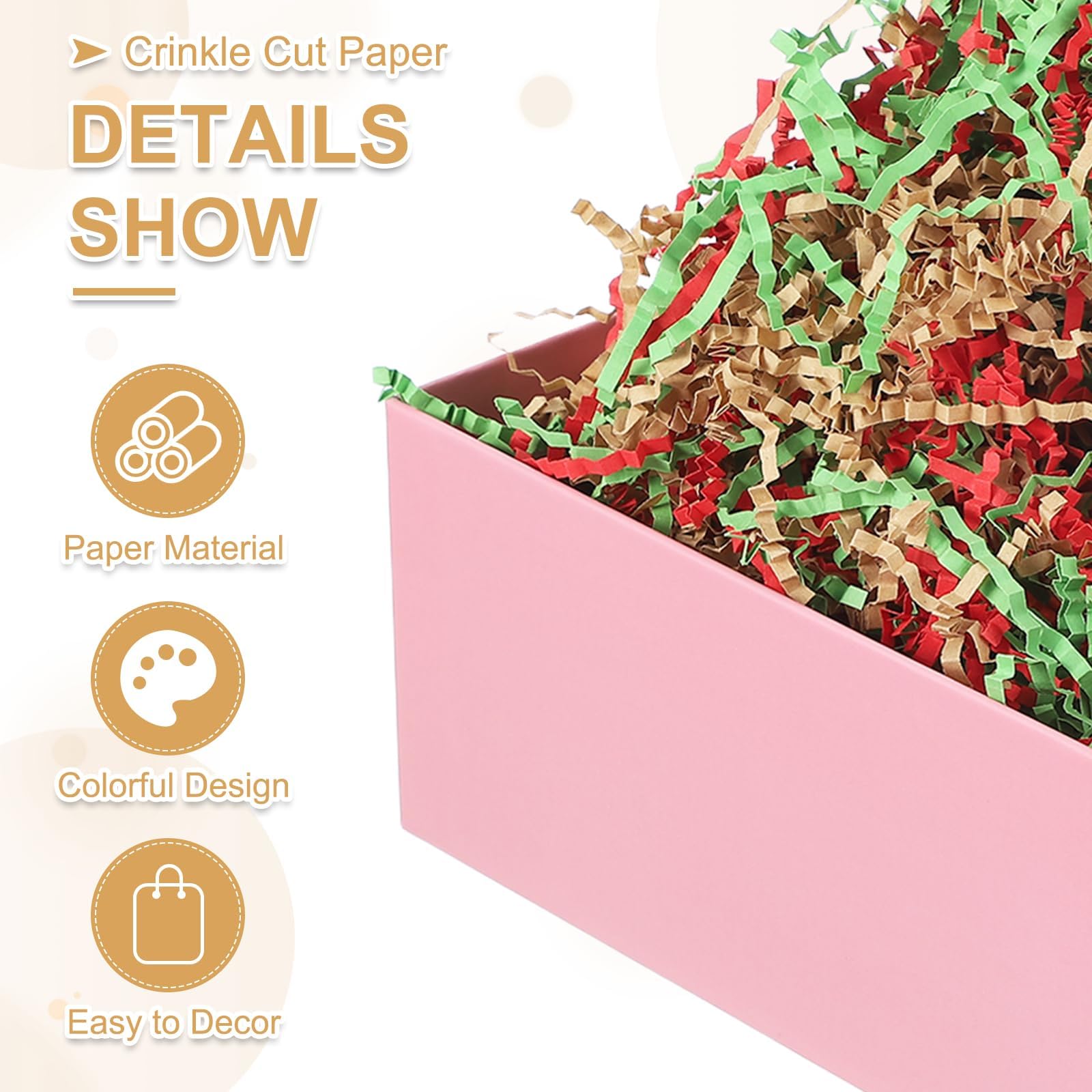 ZIBUYU Paper Raffia for Gift Wrapping and DIY Crafts with 3 Colors | 50g Eco Paper Filler