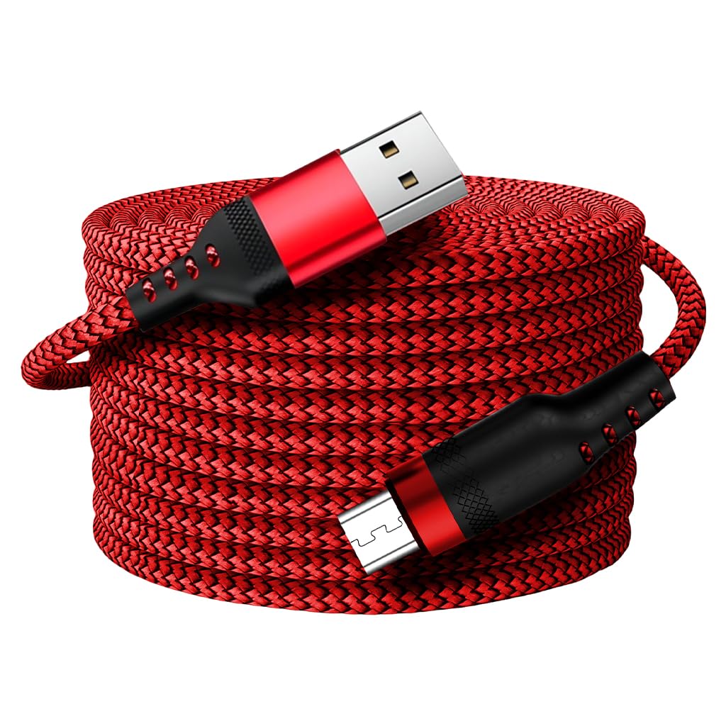 Verilux USB A to Micro USB Charging Cable 9.8 ft with Braided Nylon Build | 480Mbps Data Sync