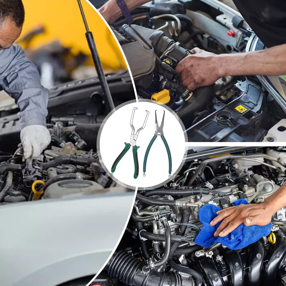 STHIRA Fuel Line Hose Remover Pliers Set for Auto Maintenance featuring Angled Tips | 4pcs Opens 3cm to 5.5cm