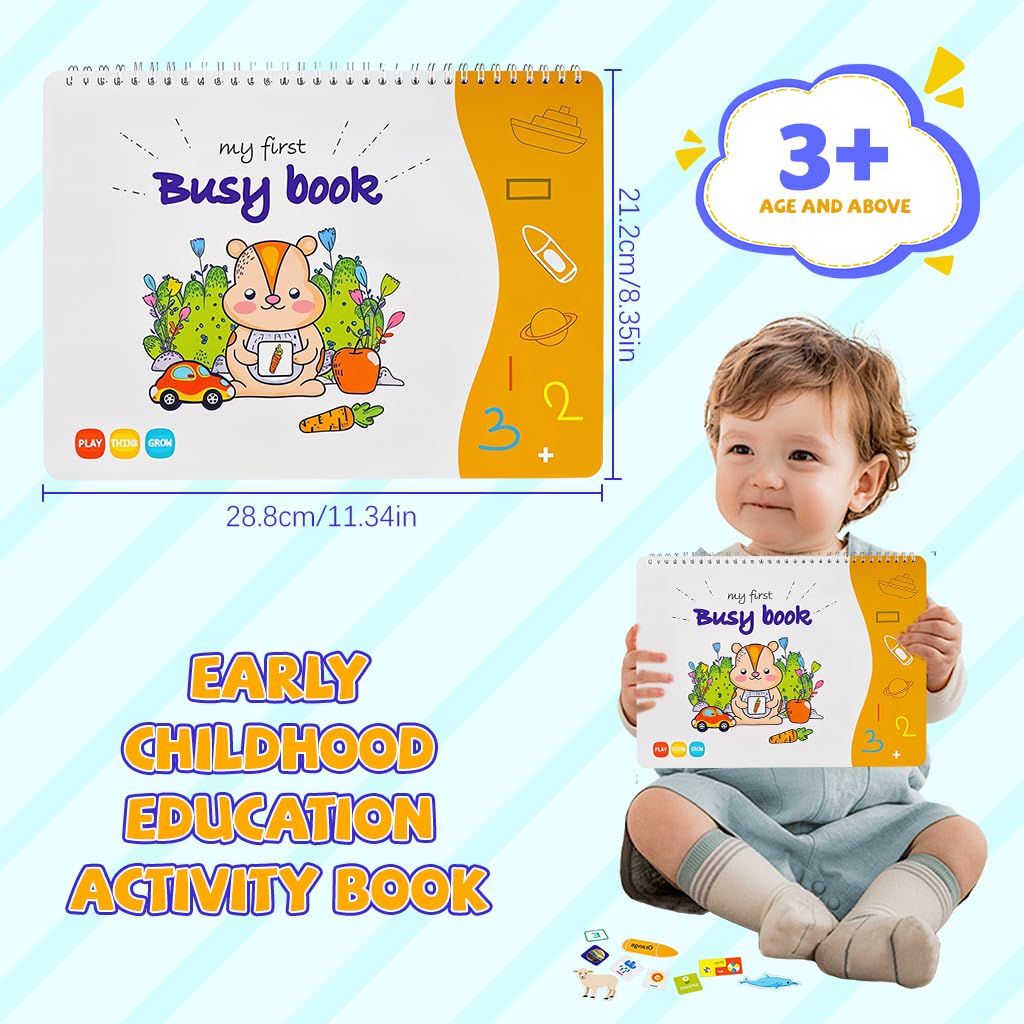 SNOWIE SOFT Busy Board for Toddlers featuring 12 Themes with Hook and Loop Activities | Montessori Educational Toy for Ages 2–5
