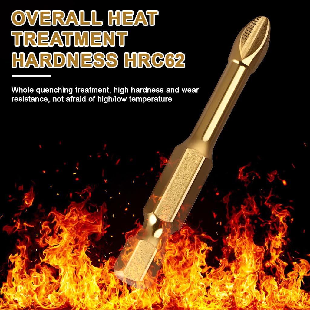 Serplex Screwdriver Bits Set for Electric Drills with Dual-Tip Ribbed Design & Alloy Steel | 6 Pcs 30–100mm