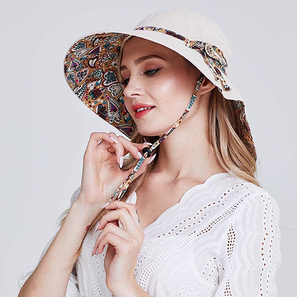 PALAY Women Cotton Sun Hat for Gardening and Beach with UPF 50 Protection | 22.8 Inches 2PCS