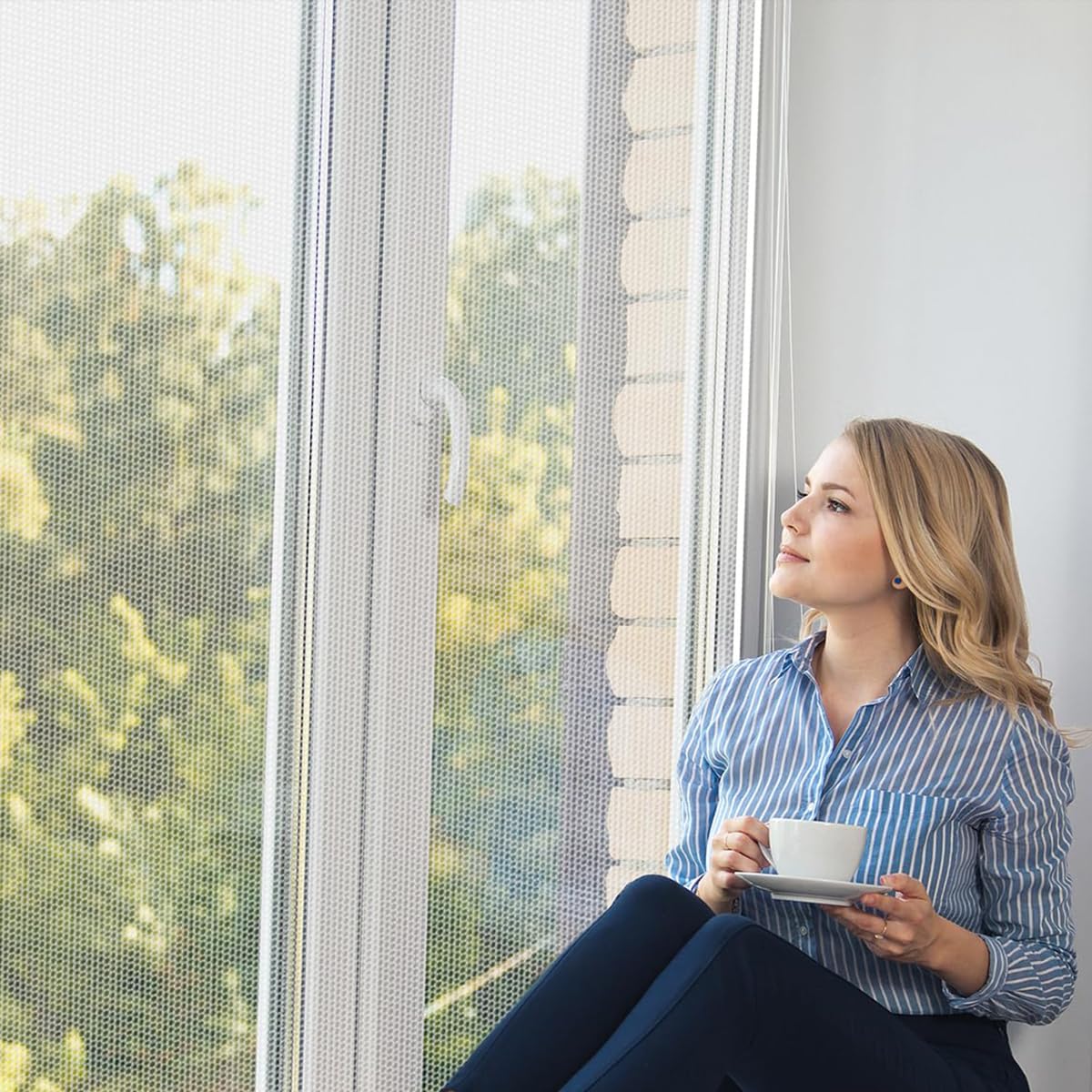 HASTHIP Nylon Window Screen Mesh for Insect Protection featuring Self Adhesive Design | Cuttable 1.5x2m White Net for Windows and Doors