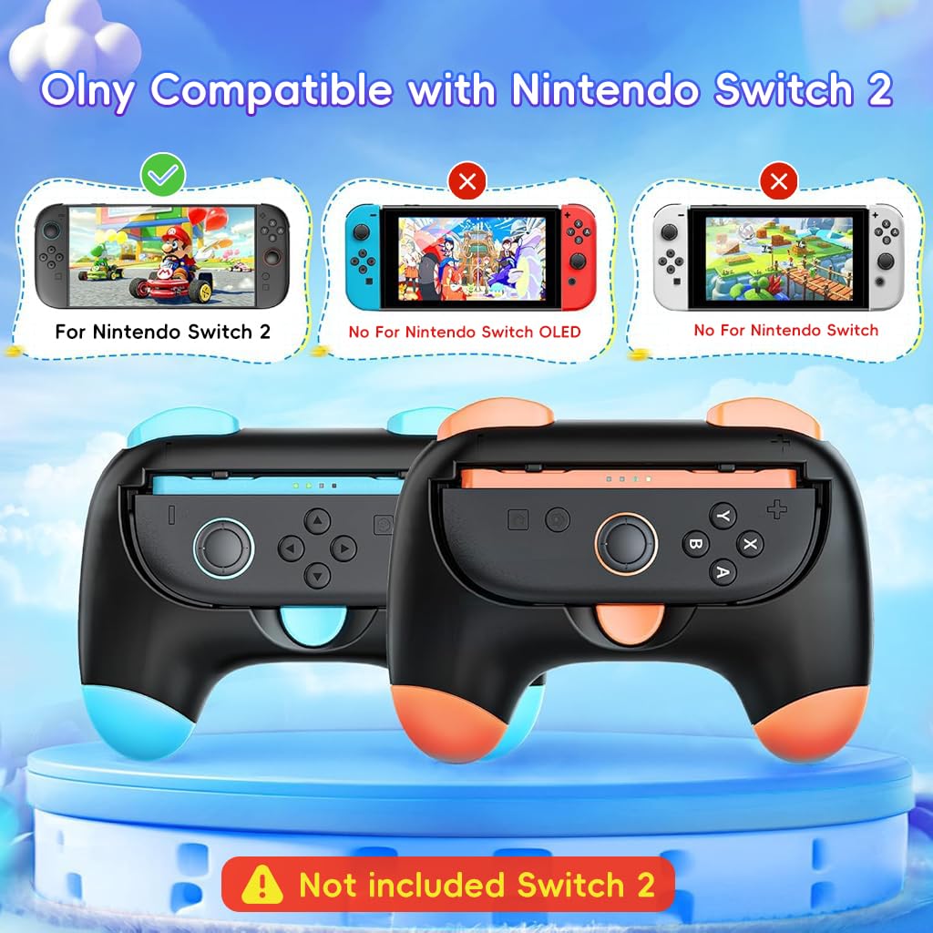 ZORBES Controller Grips for Nintendo Switch 2 Joy‑Cons with Snap‑In Design and ABS Build | 2 Pack Ergonomic Handles