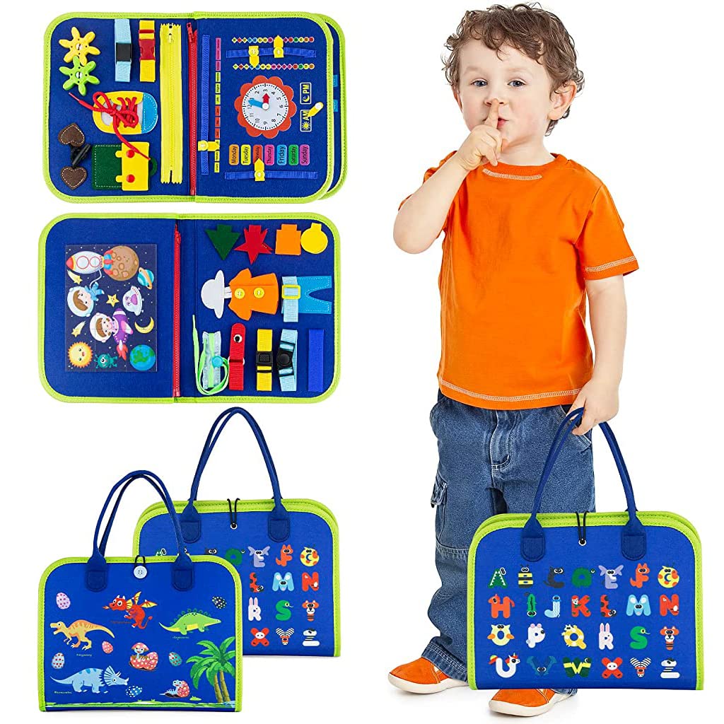 PATPAT Busy Board for Toddlers featuring 8 Themes in 1 Montessori Toy with Soft Wool Design | Travel Activity for Kids 1–4