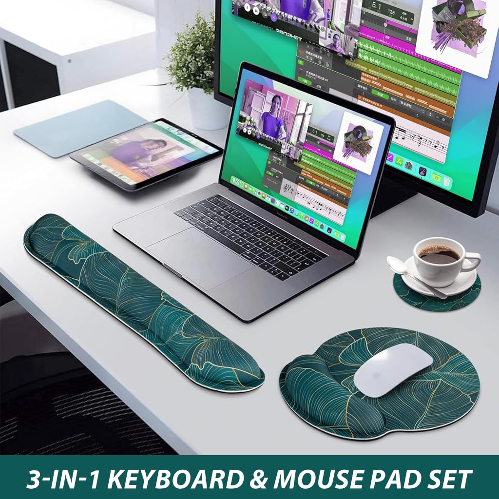 ZORBES Gaming Mouse Pad Set for Home and Office with Memory Foam Support | 3 Pcs Non Slip Ergonomic Design