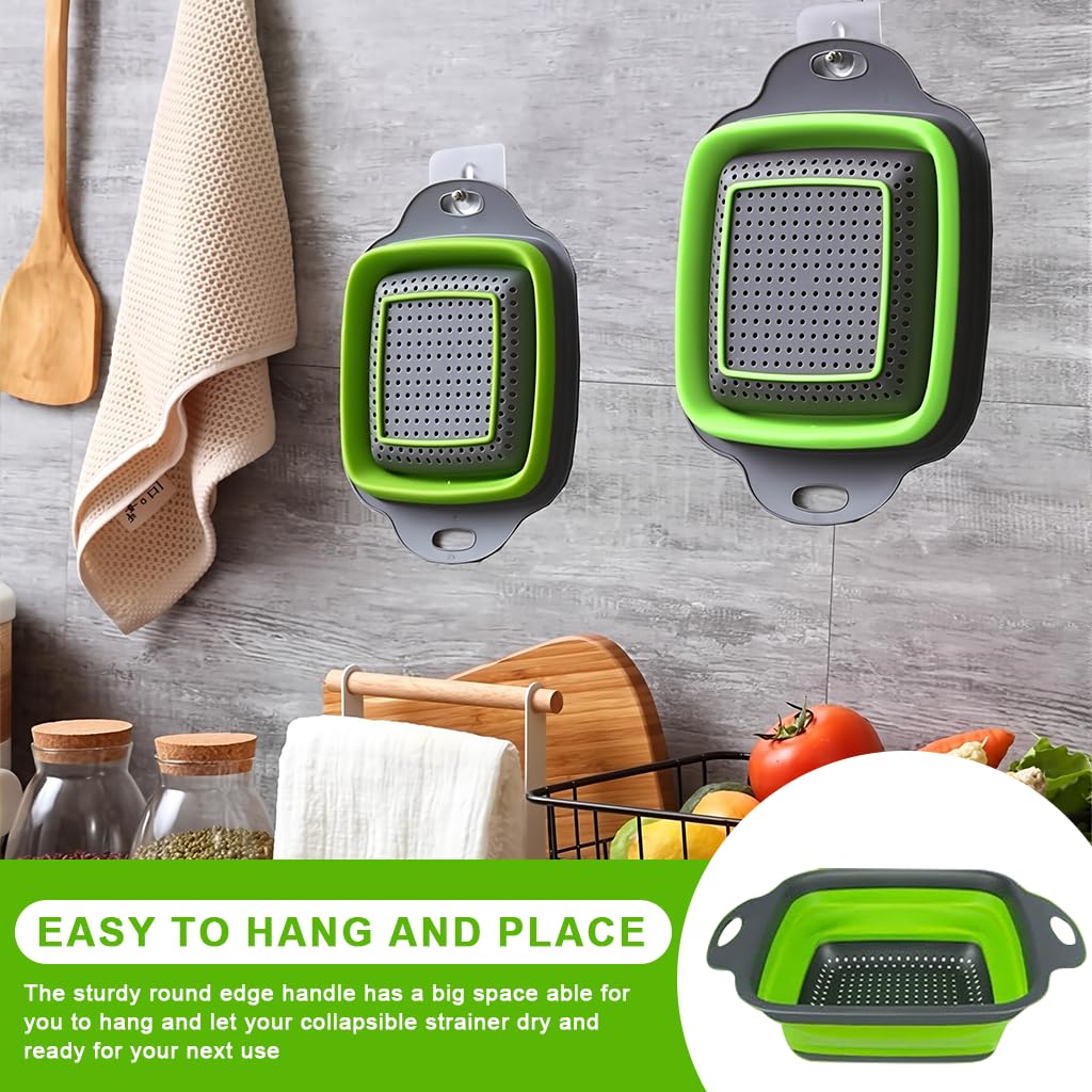 Supvox Collapsible Strainer Baskets for Rinsing Fruits and Vegetables with Dual Ears Set of 2