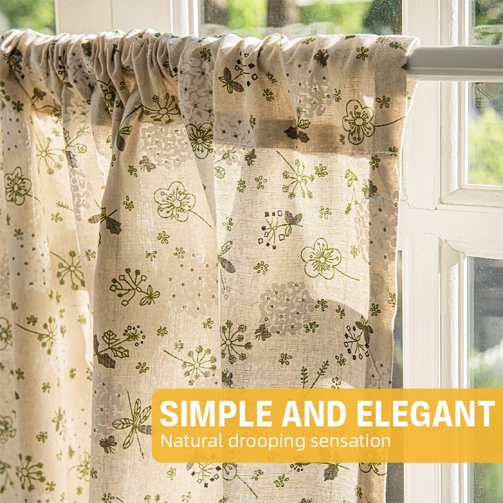 HASTHIP Kitchen Short Curtain for Cafe and Restaurant featuring Textured Striped Semi Sheer Fabric W52 x L18 in