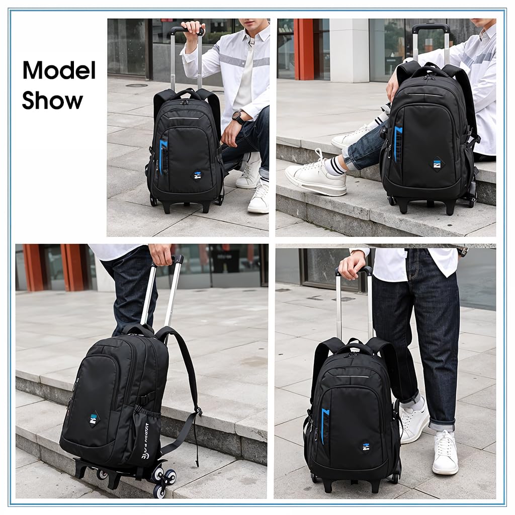 Climberty School Bag with Detachable 6 Wheel Trolley Stand for Boys and Girls | Waterproof Backpack