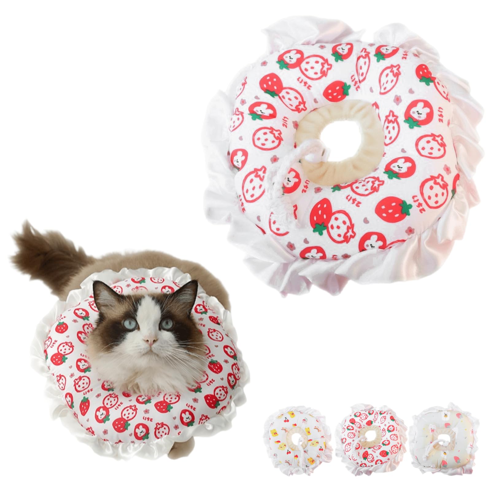 Qpets® Cute Cat Recovery Collar Soft Adjustable Cats Cone, M