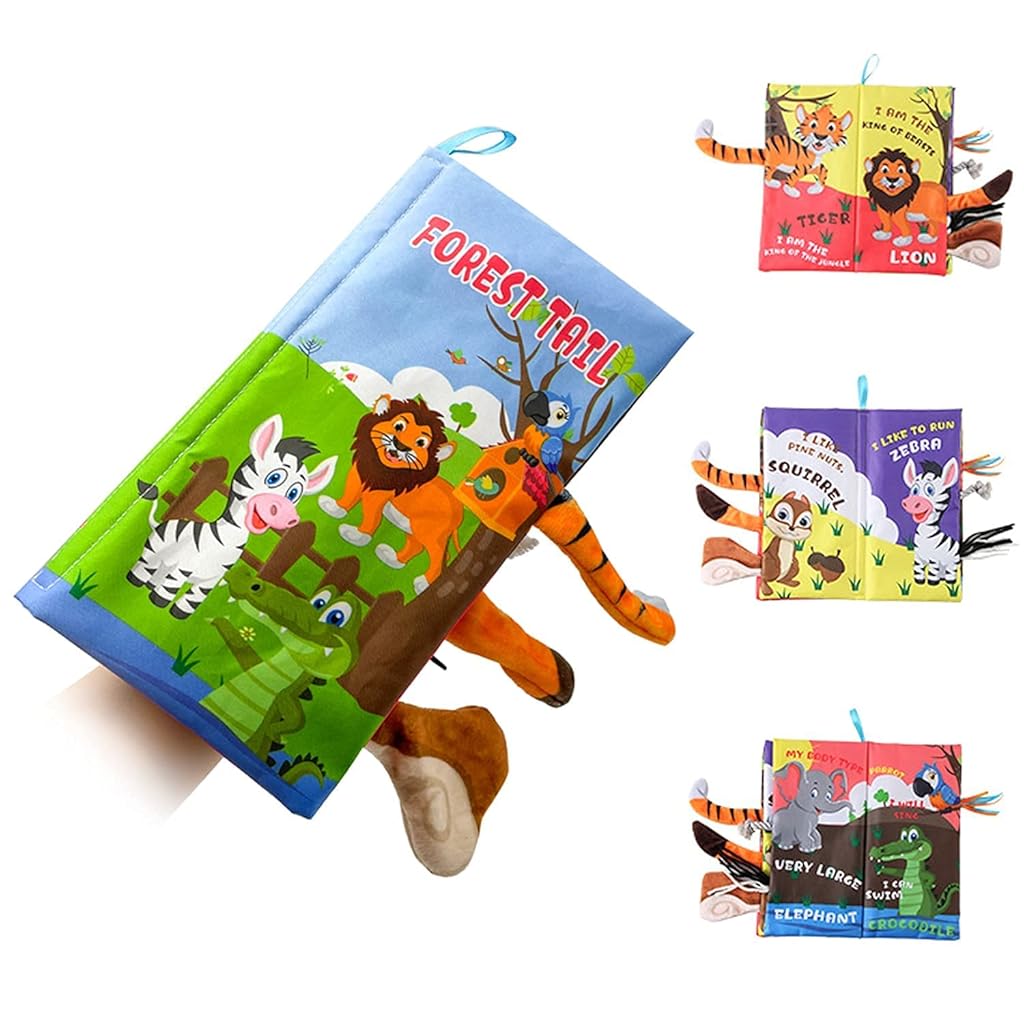 SNOWIE SOFT® Forest Cloth Books for Babies 0 to 3 Years, Sensory Book for Babies 6-12 Month with 3D Touch Feel High Contrast Dimensional, Built in Rustling Sound, Early Educational Waterproof Baby Toy