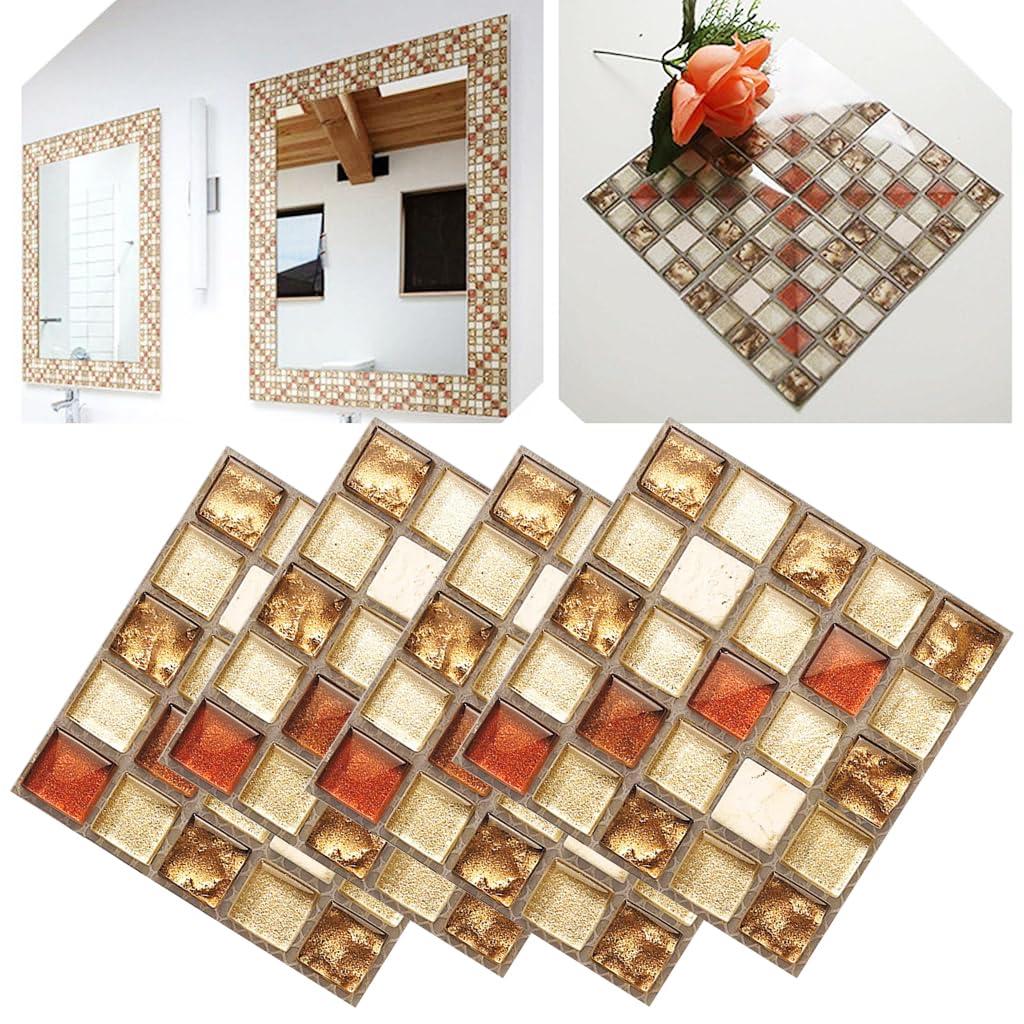 HASTHIP® 20Pcs Mosaic Wall Stickers 3.9 inches Decorative Edge Stickers PVC Waterproof Wall Edge Sticker Wall Masking Stickers Vintage Aesthetic Home Decorative Self Adhesive Mosaic Wall Stickers