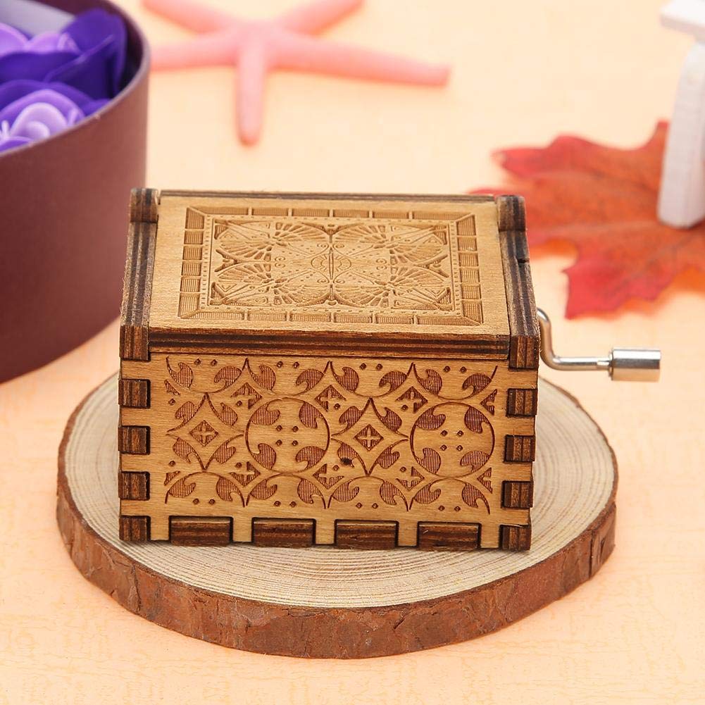 Powlance Wood Happy Birthday Music Box for Gift Giving with Wind‑Up Mechanism | Multicolour