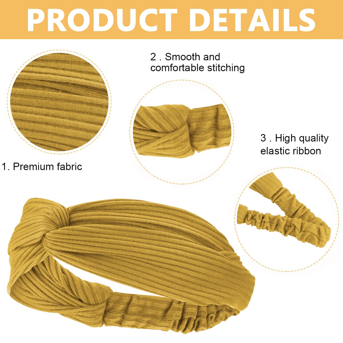 MAYCREATE Hair Band Set for Women with Stretchy Ribbed Knit Design 8pcs | Non Slip Boho Style