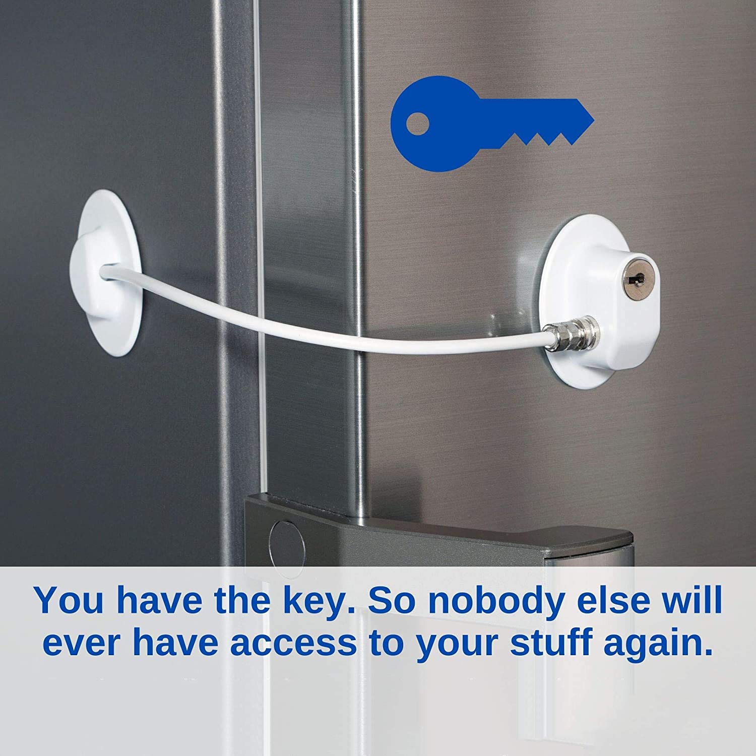 GUSTAVE Safety Door Locks for Cabinets and Fridge with 360° Swivel Steel Cable | White Pack of 1