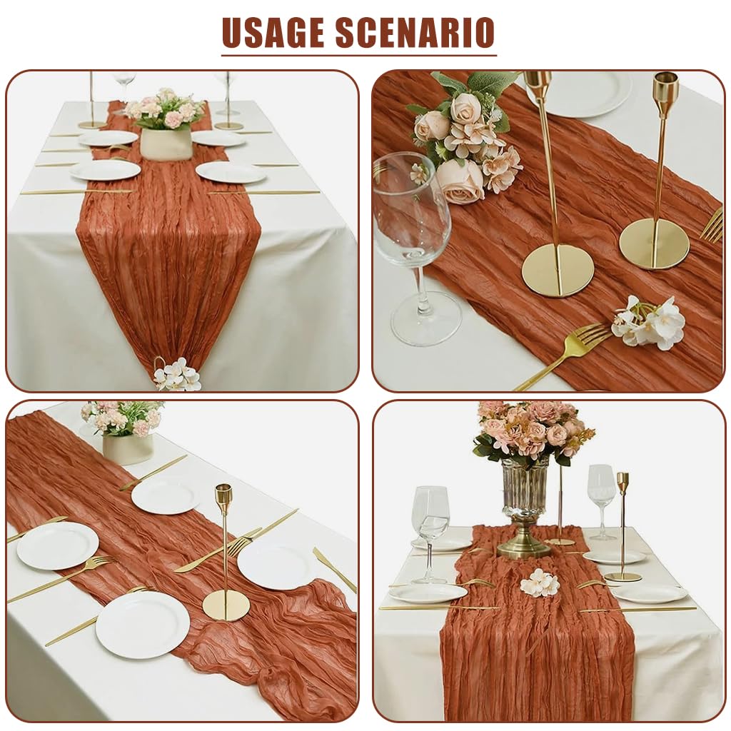 Supvox® 2Pcs Christmas Table Runner - Wrinkle Style Sheer Maple Leaf Red & Beige Overhang Table Runner Center Table Runner for 4-6 Seater Banquet/Party/Festival Table Runner, 2.9 x 5.9ft