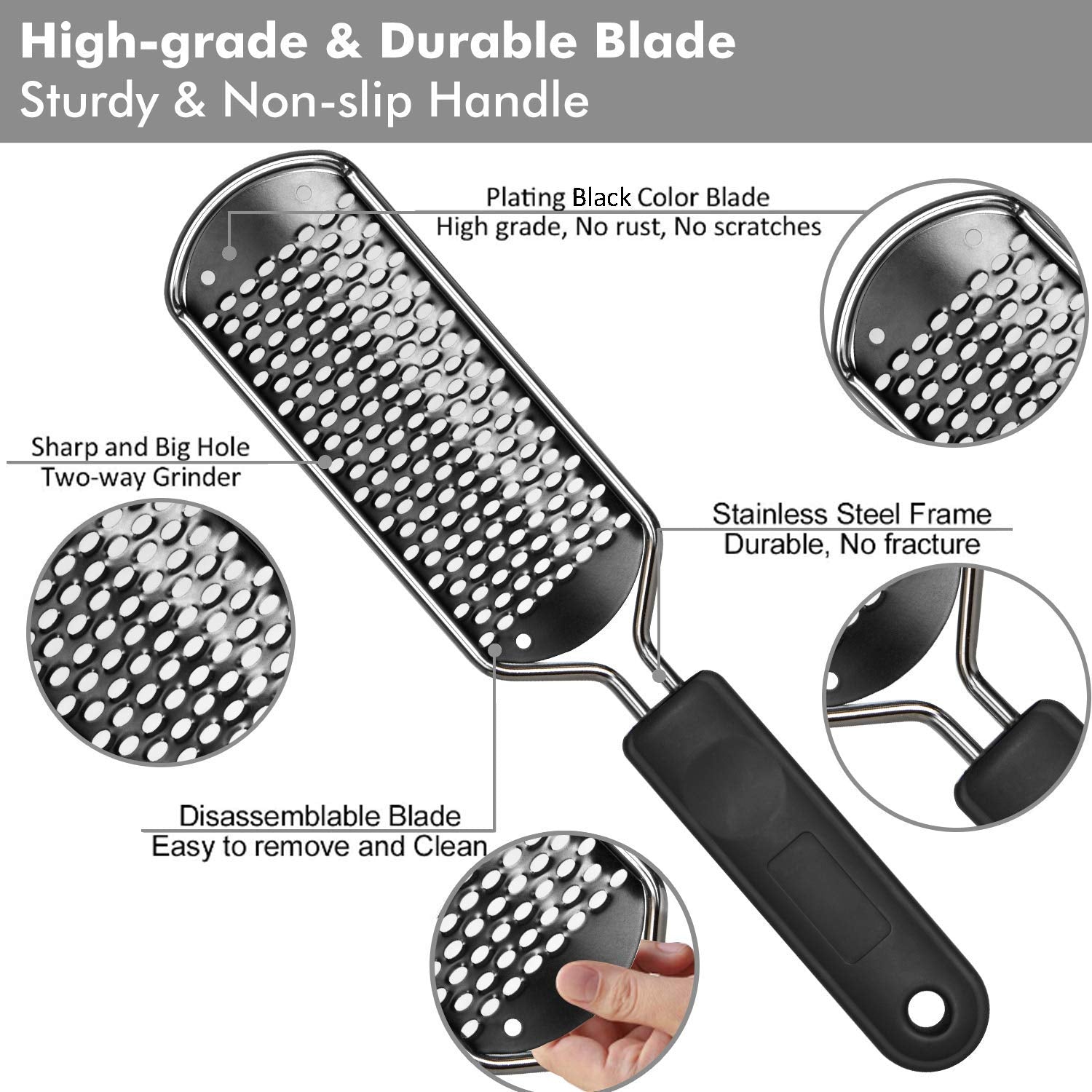 ZORBES Stainless Steel Rasp Callus Filer for Wet and Dry Feet with Easy Clean 3PCS | Smooth Heel Care