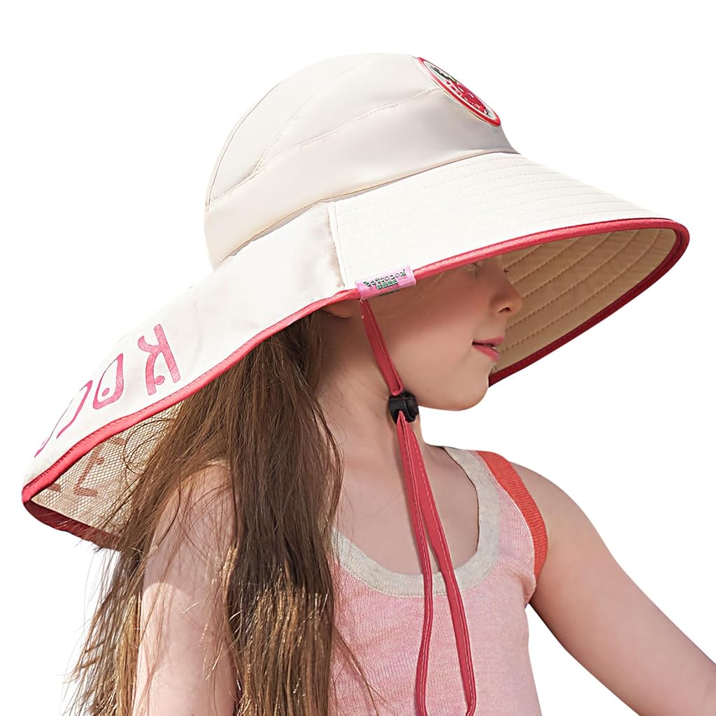 SNOWIE SOFT® UPF 50+ Kids Sun Hat Sun Visor Hat Ultra Wide Brim Sun Hat with Neck Flap 360 ° Sun Protection Breathable Fashion Outdoor Sun Hat Packable Travel Hat for Kids 3-7 years Old