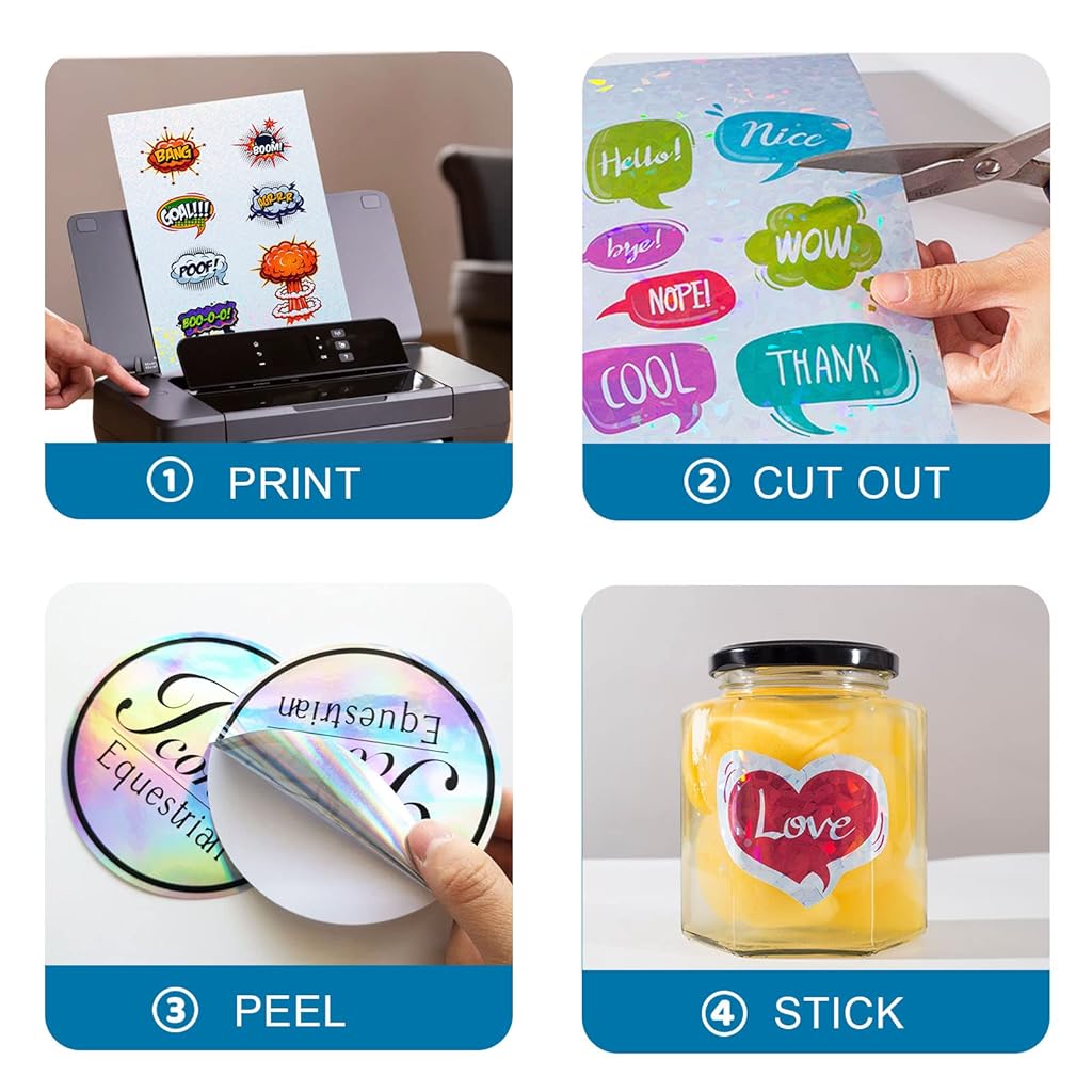 OFIFO® 24 Sheets Vinyl Printable Sticker Paper A4 Size (8.25