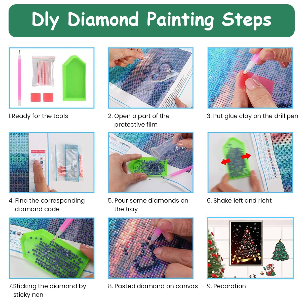Venzina Diamond Painting Kit for Christmas Tree Wall Decor 12x16in with 5D Gems | Ideal Gift