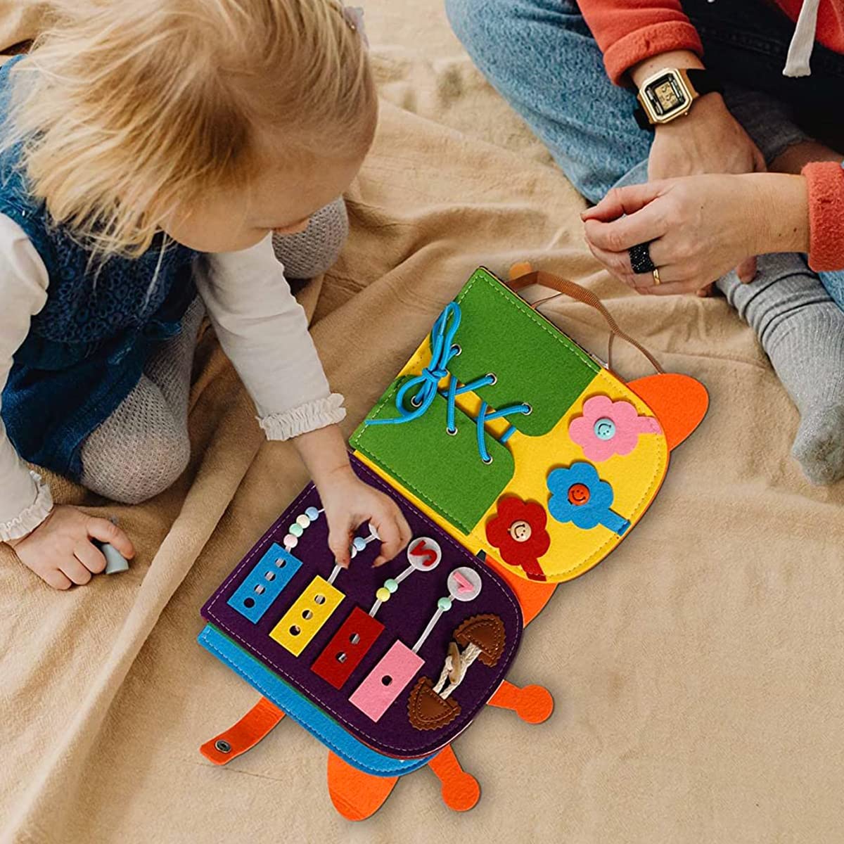 SNOWIE SOFT Busy Board for Toddlers 1-3 featuring Folding Giraffe Design & Soft Felt Material