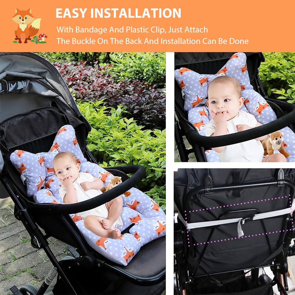 ZIBUYU® Baby Stroller Seat Cushion Pushchair Seat Liner 3D Air Mesh Pram Soft Baby Stroller Cushion Pad Cartoon Print Stroller Accessories for Baby (Universal Fit) - Multi