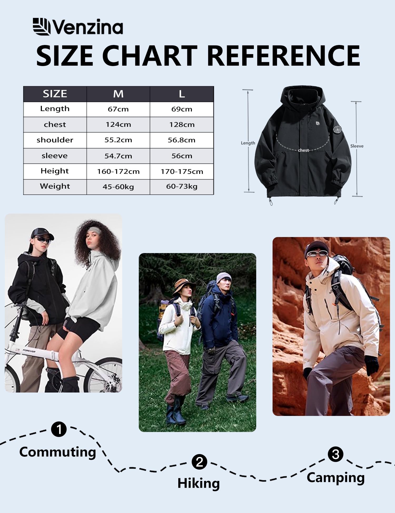 Venzina Women’s Softshell Jacket for Hiking and Commute with Waterproof Windproof Design | Black