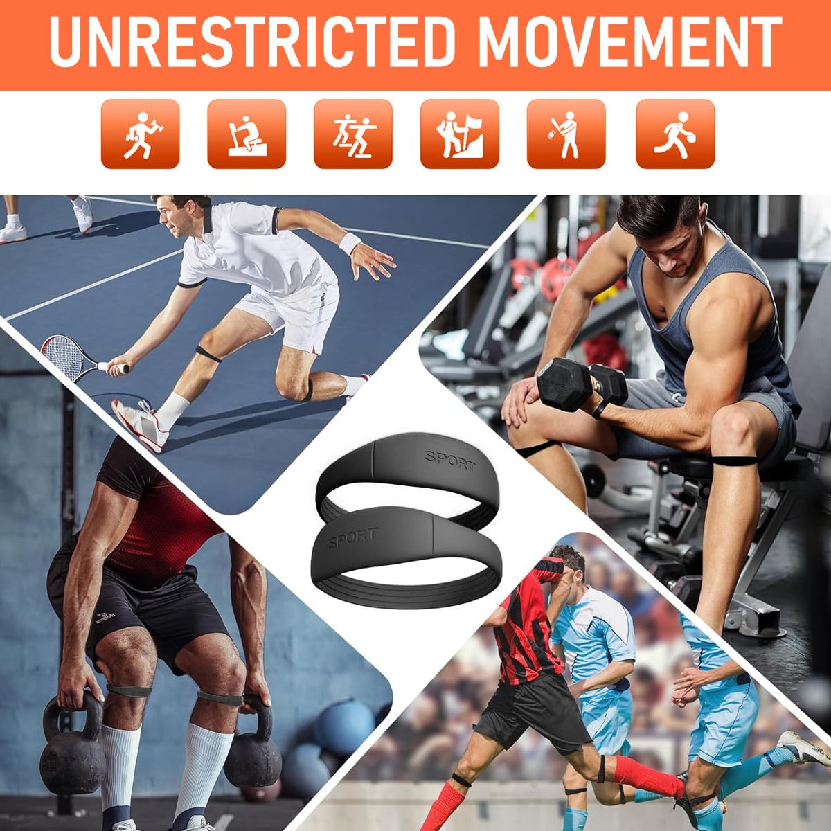 HANNEA Knee Support for Running and Gym with 26mm Wider Patellar Band | 2 PCS Silicone Adjustable Brace