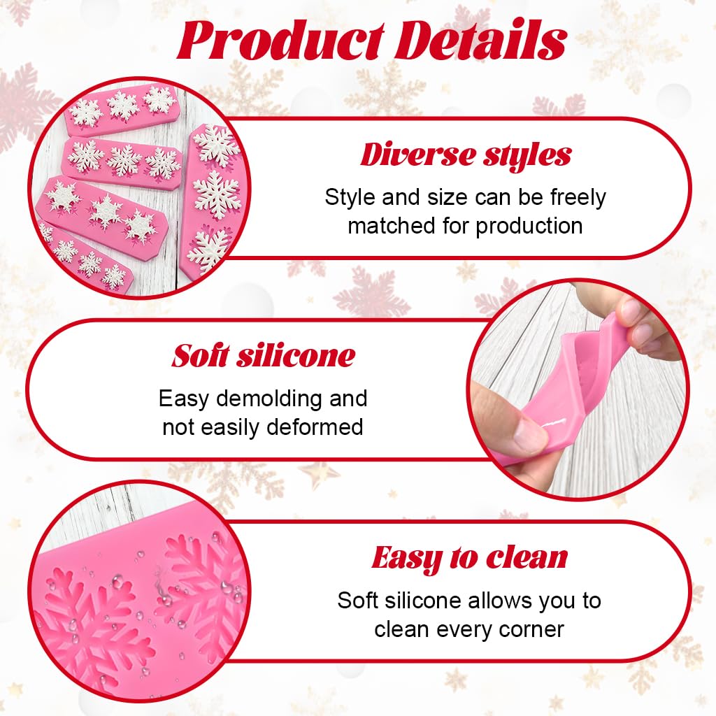 Supvox Snowflake Chocolate Molds for Christmas Baking with 5 Designs | Food Grade Silicone