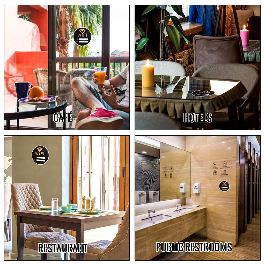 WiFi Password Sign for Cafes and Restaurants with Self Adhesive Acrylic Board | Blank Lines for Network Name and Password