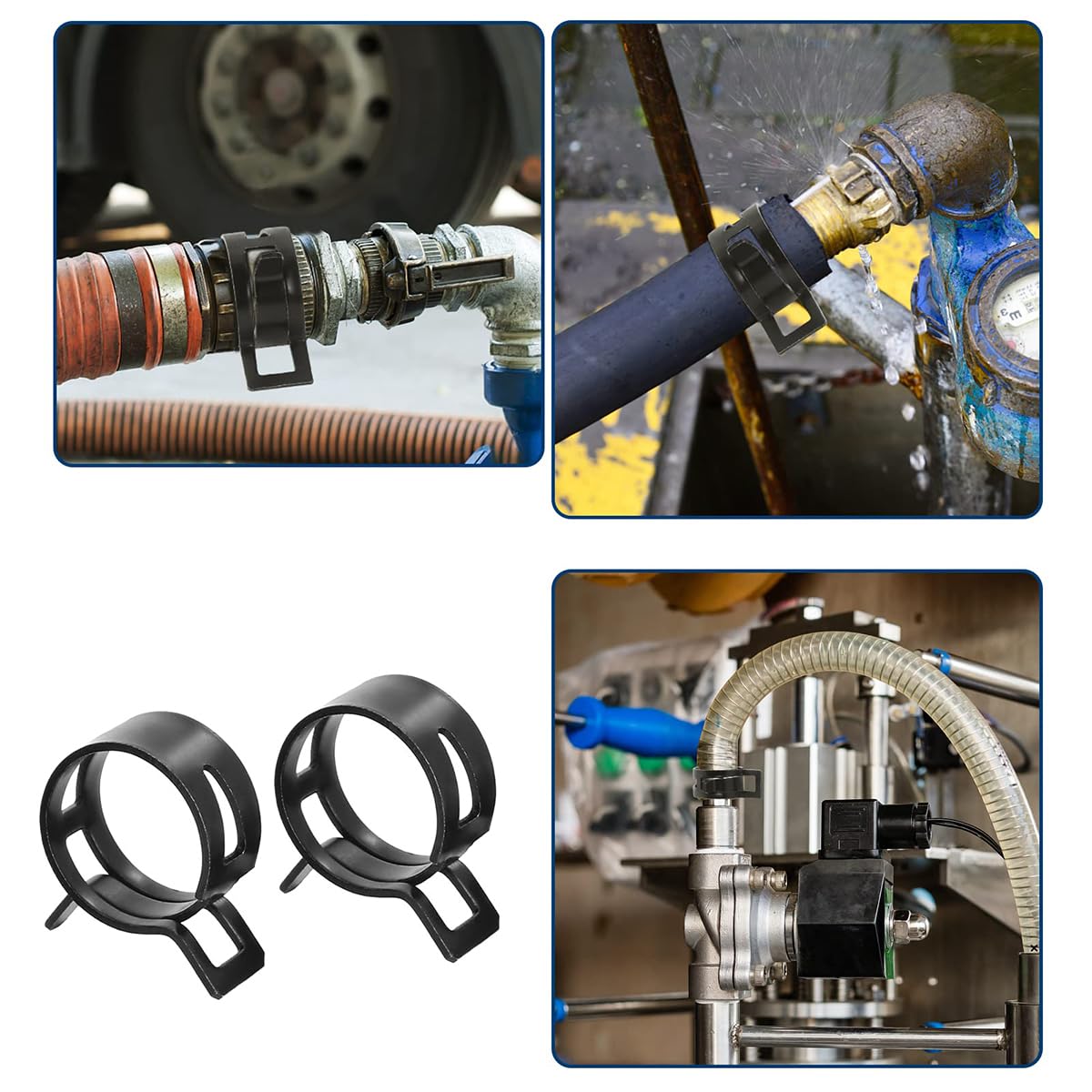 HASTHIP Adjustable Hose Pipe Clips for Air and Water Lines 36 pcs 7–19 mm | Manganese Steel Spring Clamp Featuring Butterfly Design