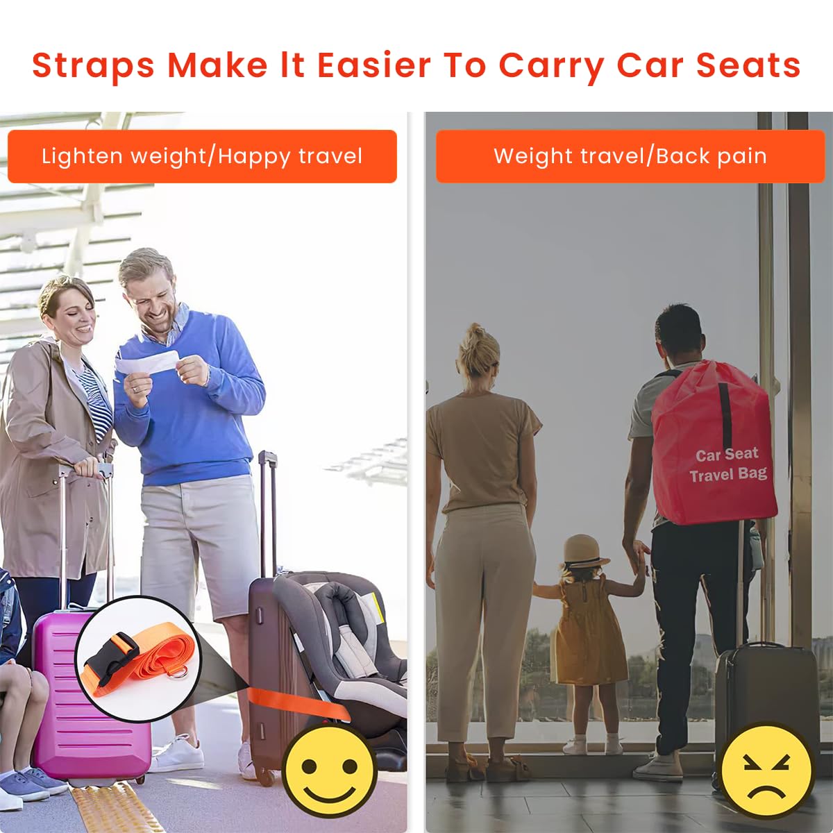 SNOWIE Soft Adjustable Luggage Strap for Carry On Bags and Baby Car Seat | Travel Belt