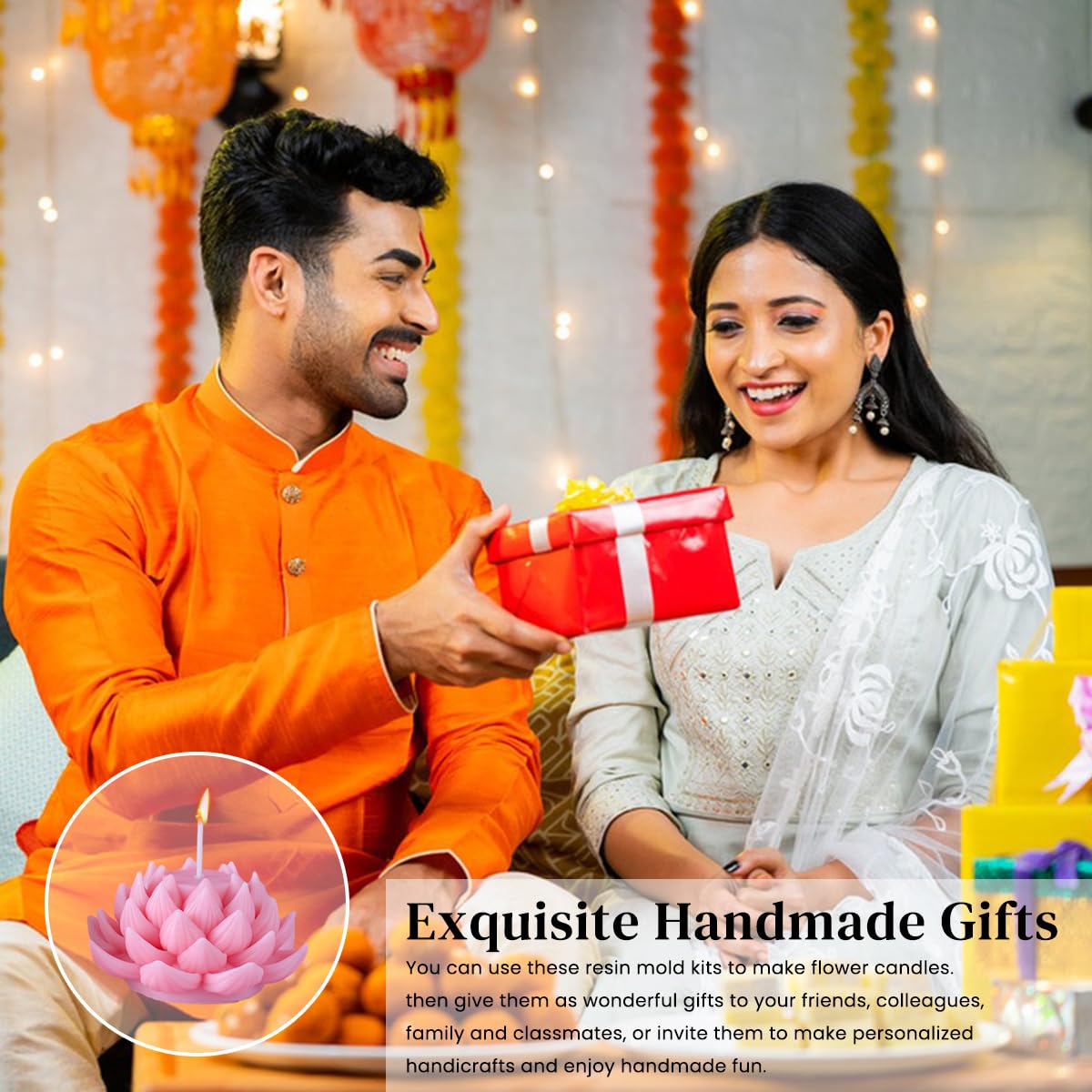 Supvox Lotus Resin Silicone Mold for DIY Candles and Soap with 3.74×1.65 in Size | Food Grade Flexible Material