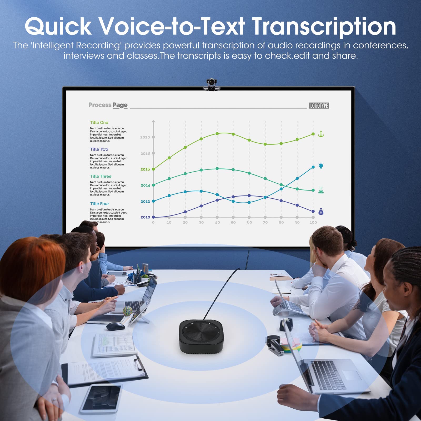 Verilux Omnidirectional Conference Speaker for Home Office with Built in 4 Mic Voice Pickup and Noise Reduction