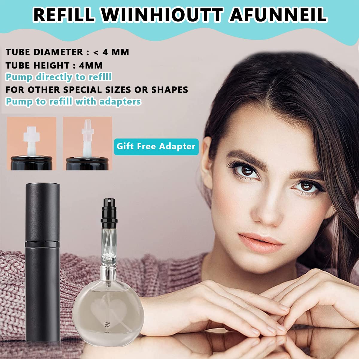 MAYCREATE Mini Perfume Refill Bottle for Travel 5ml with Bottom Refill Design and Matte Black Shell