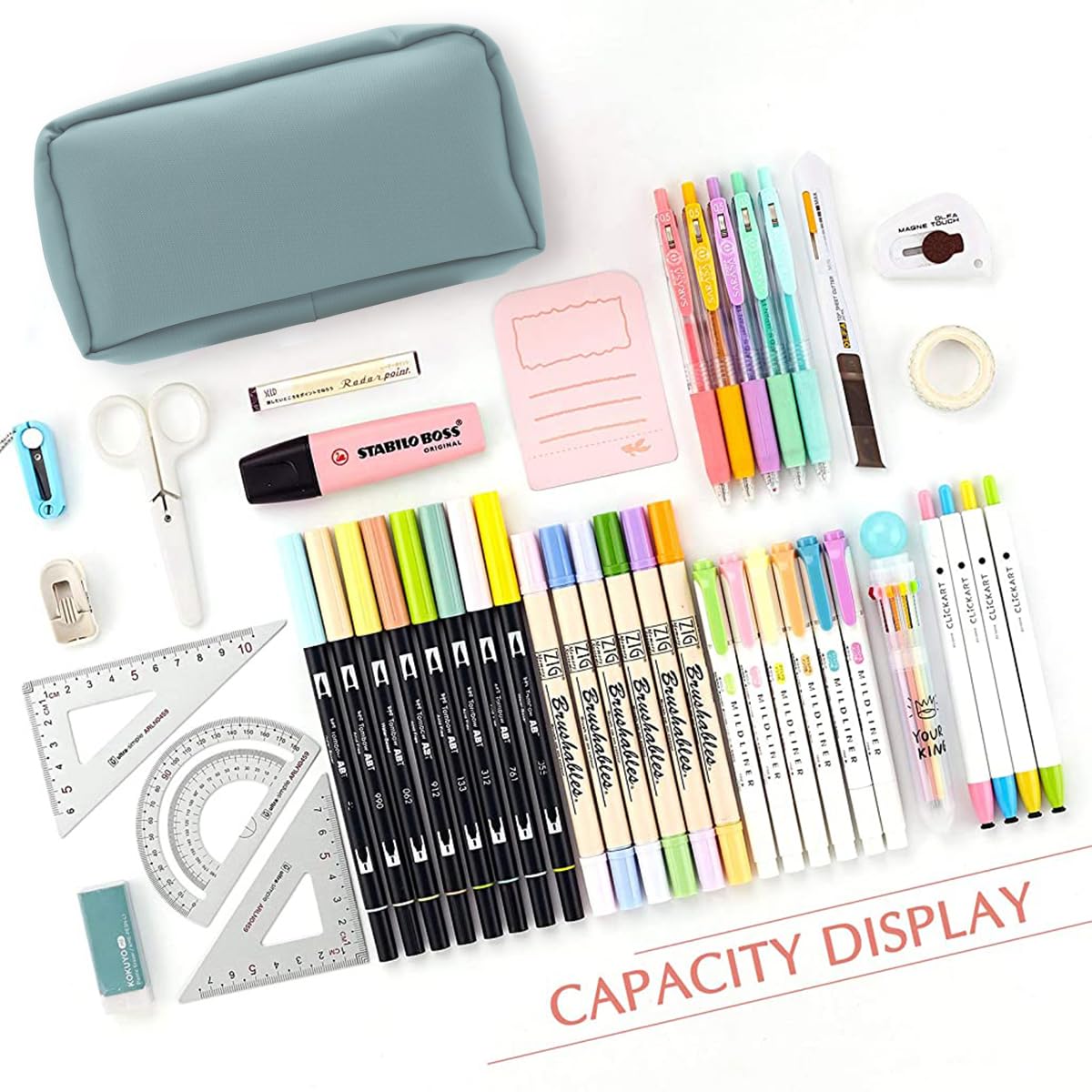 Climberty Pencil Pouch for School and Office with 3 Compartments 21×6.5×12cm Blue Canvas